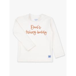 Orange Dad's fishing buddy Embroidered White Long Sleeve Rash Guard