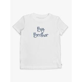 Navy Big Brother Embroidered White Short Sleeve Basic Tee