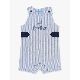 Navy Lil Brother Embroidered Classic Blue Seersucker Jon Jon