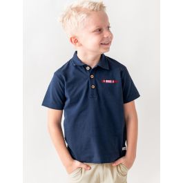 Crayon Embroidered Dark Navy Short Sleeve Polo