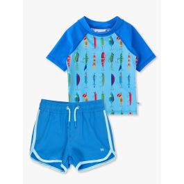 Gone Fishin SS RG + Sonic Blue Hem Swim Trunks