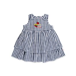 Apple Books Embroidered Classic Dark Navy Gingham Woven Bow Jumper Dress