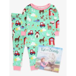 Kat and Brandy Book + Farm Friends Ruffle LS PJ Set