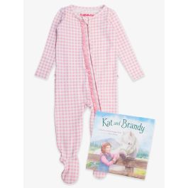 Kat and Brandy Book + Pink Gingham Ruffle Footie