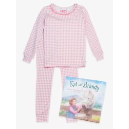 Kat and Brandy Book + Pink Gingham Ruffle LS PJ Set