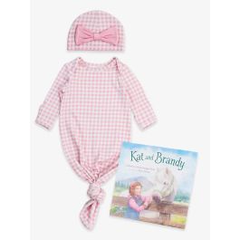 Kat and Brandy Book + Pink Gingham Ruffle Gown & Hat Set