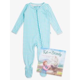 Kat and Brandy Book + Blue Breeze Gingham Footie