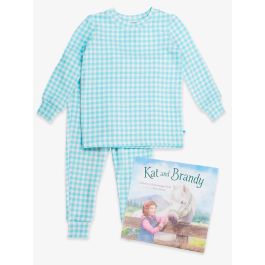 Kat and Brandy Book + Blue Breeze Gingham LS PJ Set