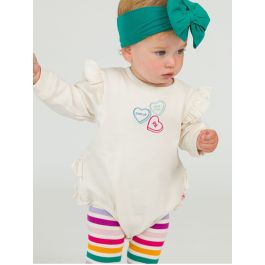 RB Sweet Hearts Embroidered Ivory Sweatshirt Bubble Romper