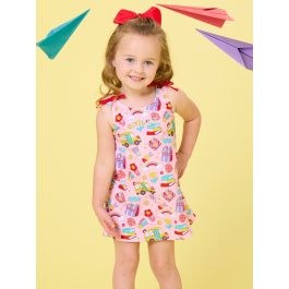 White FIRST Embroidered Classroom Cutie Active A-Line Bow Dress & Bike Short Set