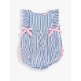 Classic Blue Seersucker Ruffle Romper