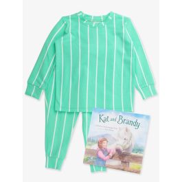 Kat and Brandy Book + Green Pinstripe Footie