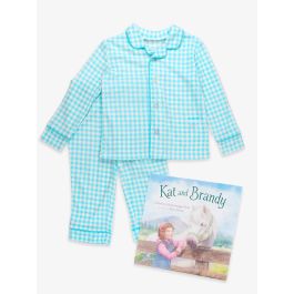 Kat and Brandy Book + Blue Breeze Gingham Pajama Set