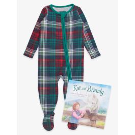 Kat and Brandy Book + Christopher Plaid Footie PJs