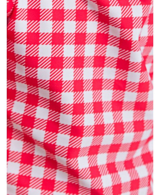 kumaTAO2yリボンビスチェ red quail fancy tops Vintage Red Gingham Puff Sleeve Ruffle Tankini 2-Piece Swimsuit