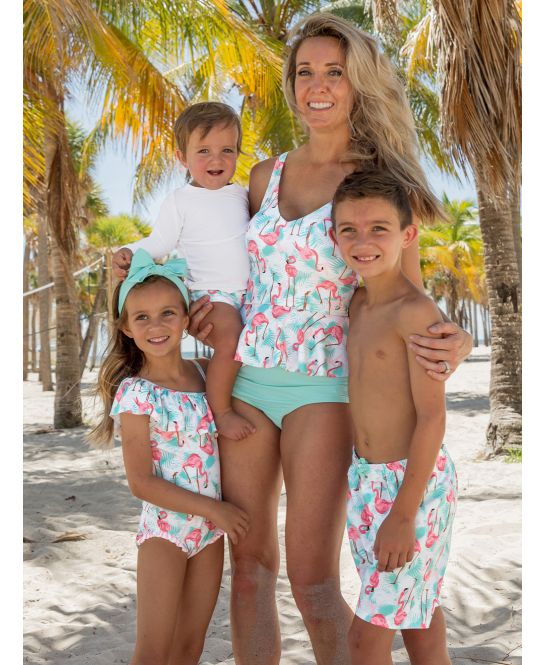 Vibrant Flamingo Swim Trunks
