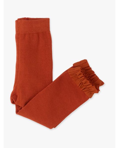 Rust Footless Ruffle Tights