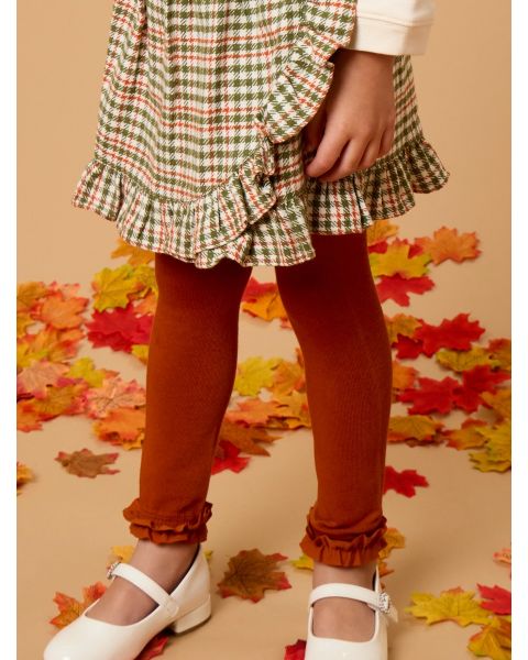 Rust Footless Ruffle Tights