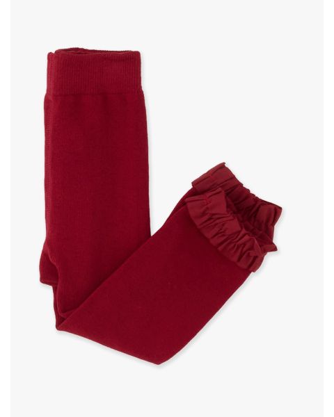Dark Cherry Footless Ruffle Tights