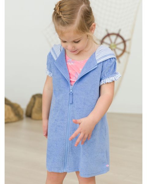 Periwinkle Blue Terry Full-Zip Cover-Up