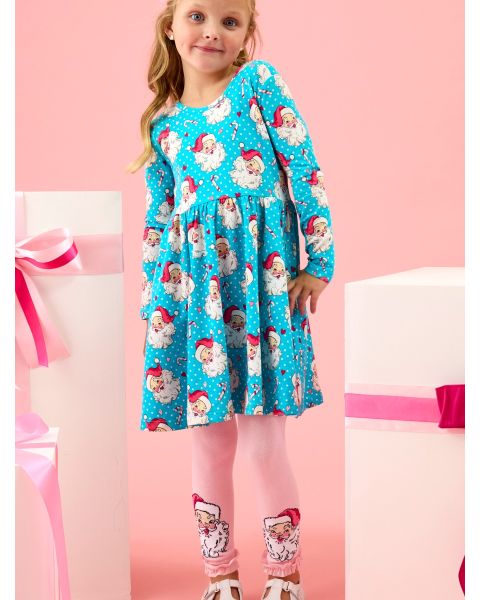 Santa Joy Pink Patterned Footless Ruffle Tights