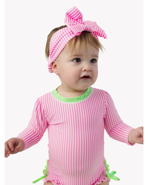 Neon Pink Seersucker Seersucker Swim Bow Headband