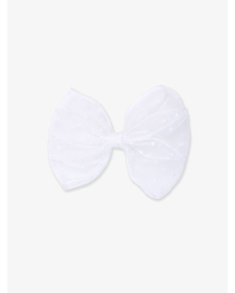 White Dotted Tulle Bow Hair Clip