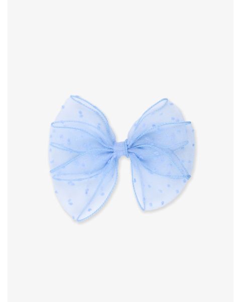 Light Blue Dotted Tulle Bow Hair Clip