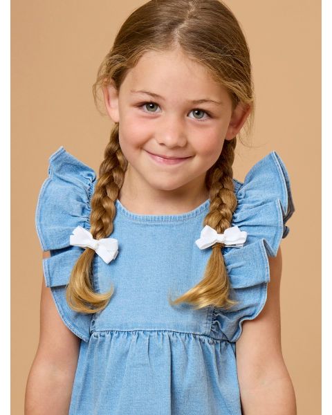 White Small Bow Clip Set