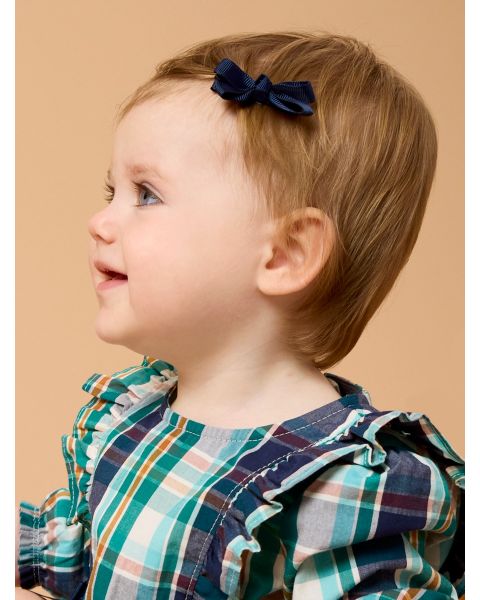 Dark Navy Small Bow Clip Set