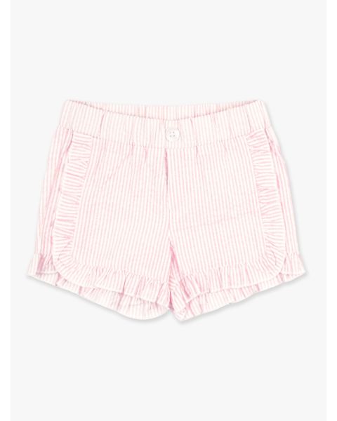 Pink Seersucker Infant/Toddler Ruffle Trim Woven Shorts