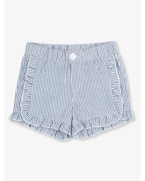 Classic Blue Seersucker Infant/Toddler Ruffle Trim Woven Shorts