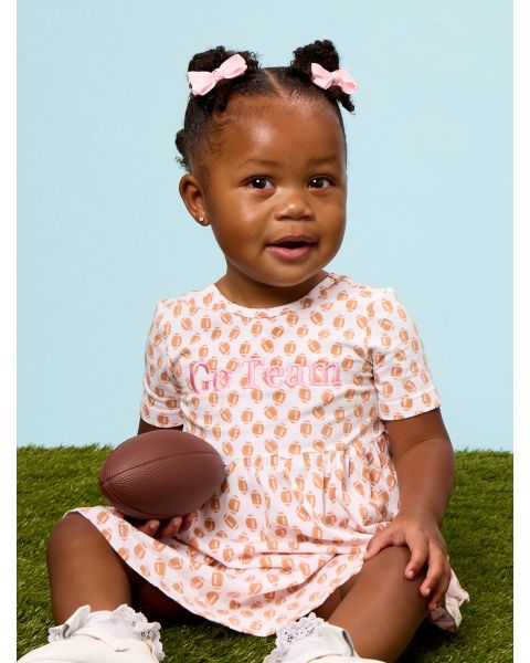 Football Frenzy Knit Short Sleeve Twirl Dress