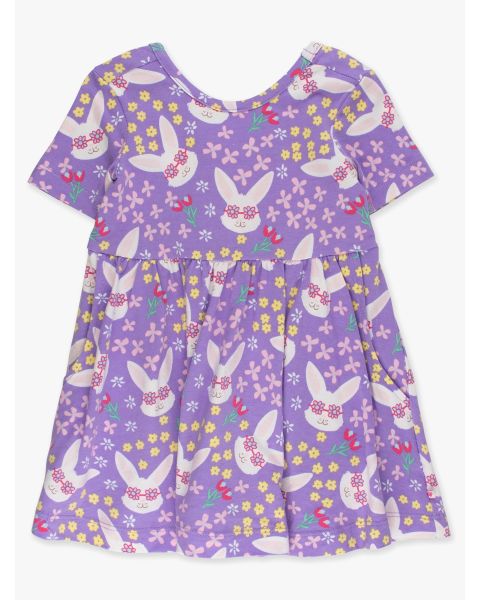 Purple Sunny Bunnies Knit Short Sleeve Twirl Dress