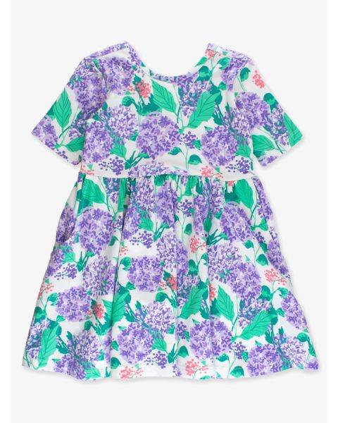 Purple Hydrangea Garden Knit Short Sleeve Twirl Dress