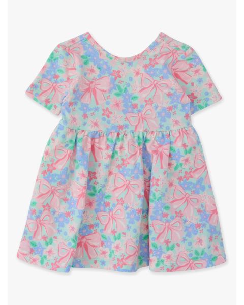 Bow Blooms Knit Short Sleeve Twirl Dress