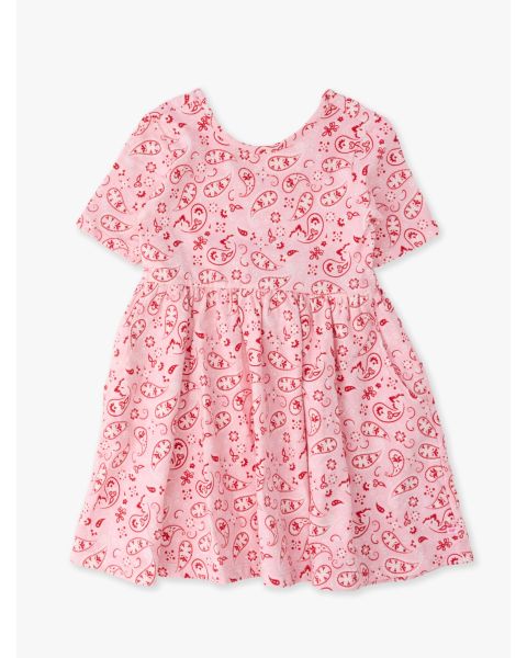 Pink Bandana Knit Short Sleeve Twirl Dress