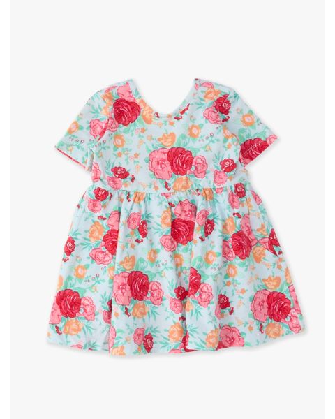 Rosy Meadow Knit Short Sleeve Twirl Dress