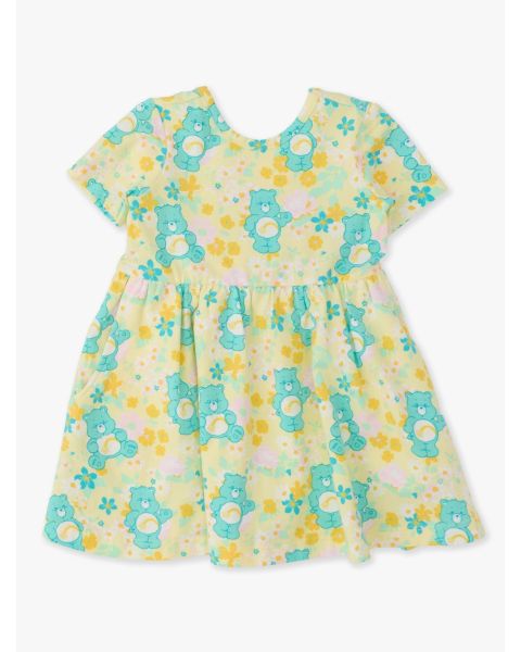 Banana Floral Care Bears Knit Short Sleeve Twirl Dress