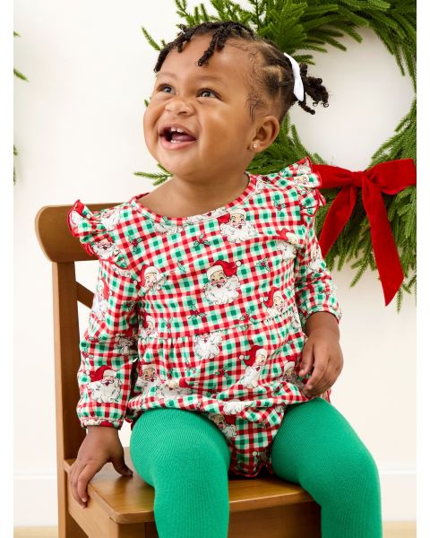 Red & Green Dear Santa Knit Long Sleeve Flutter Bubble Romper