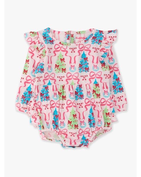Merry & Bright Bows Knit Long Sleeve Flutter Bubble Romper