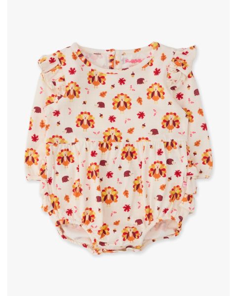 Gobble Gingham Knit Long Sleeve Flutter Bubble Romper