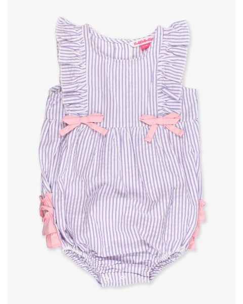 Wisteria Purple Signature Seersucker Classic Ruffle Bubble Romper