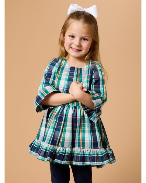 Forrest Plaid High Low Ruffle Tunic