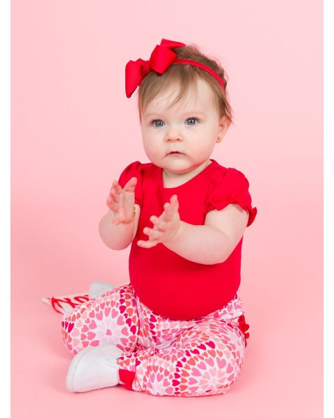 Red Knit Puff Short Sleeve Bodysuit