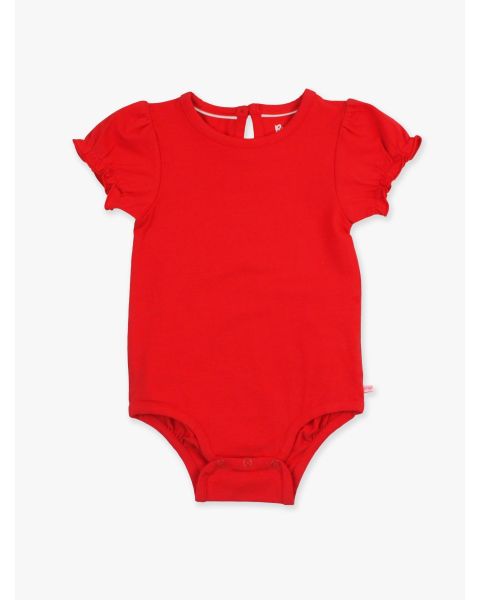 Red Knit Puff Short Sleeve Bodysuit