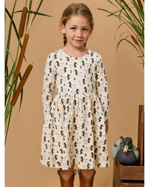 Mallard Marsh Knit Long Sleeve Twirl Dress
