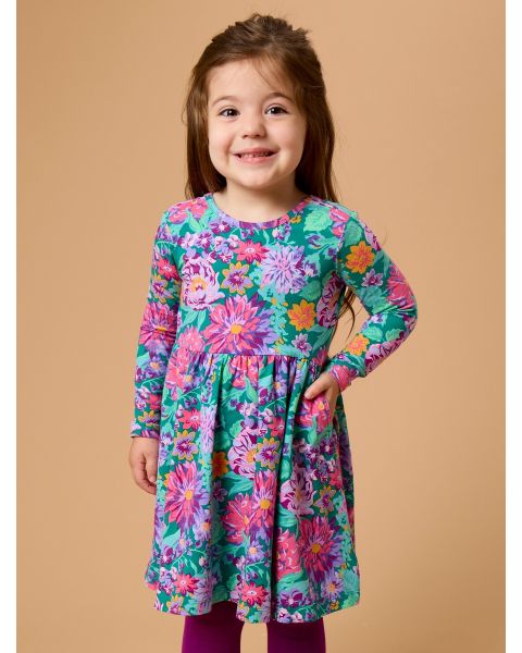 Wisteria Blooms Knit Long Sleeve Twirl Dress