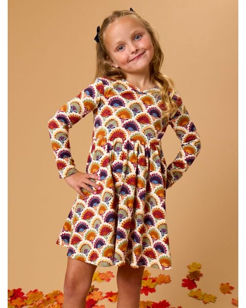 Maple Blossoms Knit Long Sleeve Twirl Dress
