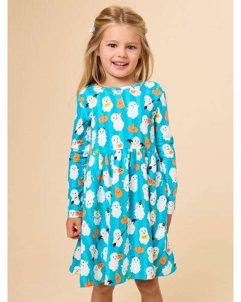 Boo Bash Knit Long Sleeve Twirl Dress